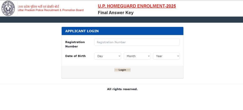 UP Home Guard answer key 2026