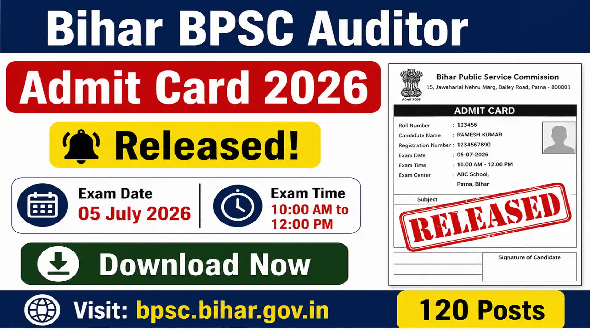 Bihar BPSC Auditor Admit Card 2026