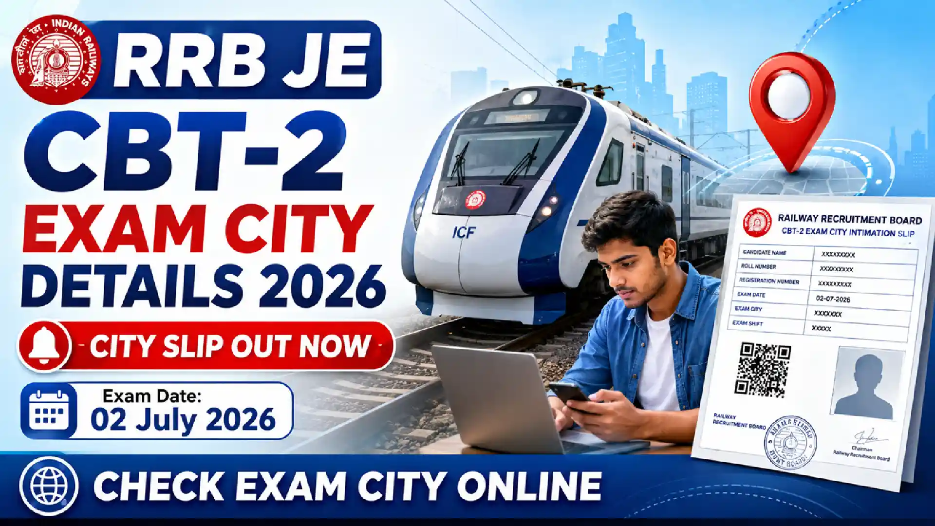 RRB JE CBT-2 Exam City 2026