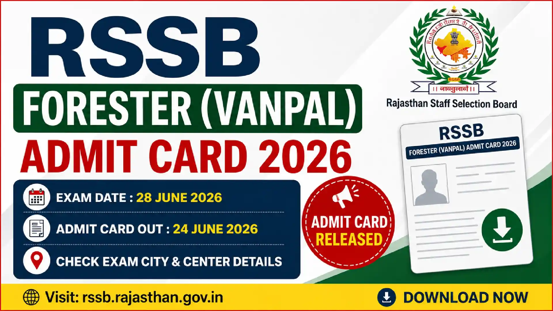 RSSB Forester Vanpal Admit Card 2026