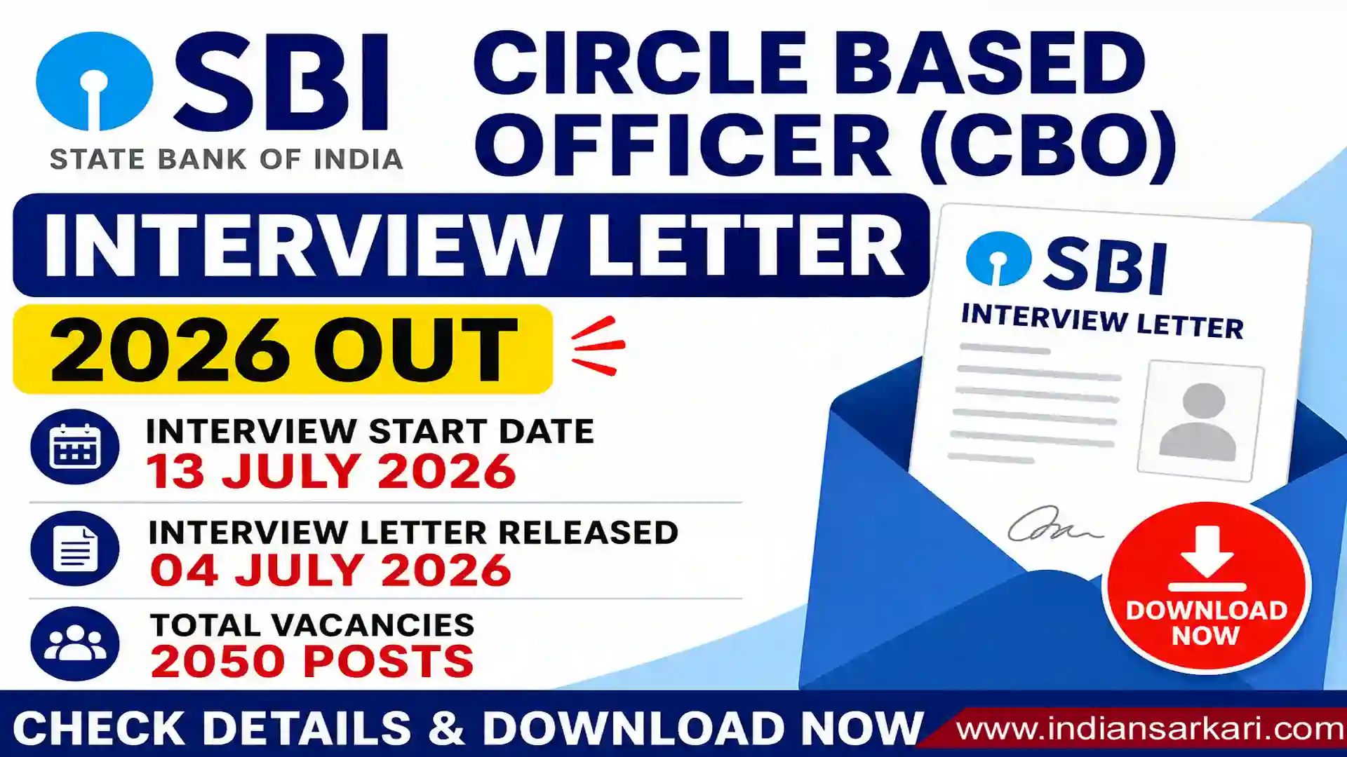 SBI CBO Interview Letter 2026