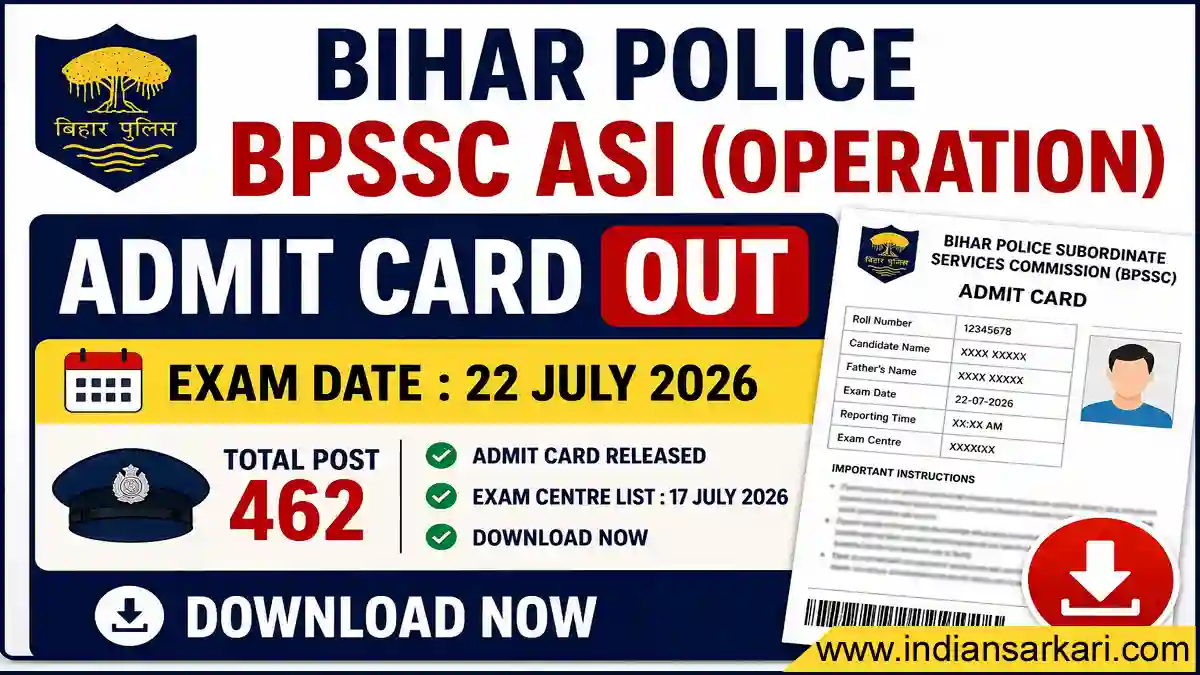 Bihar Police BPSSC ASI (Operation) Admit Card 2026