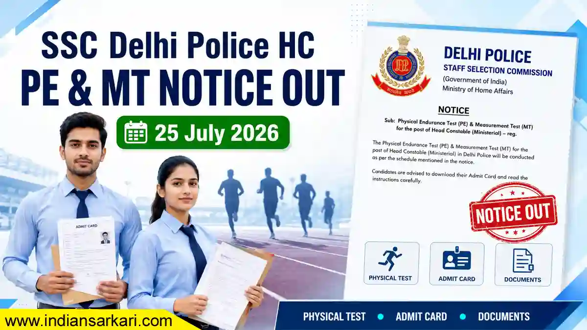 SSC Delhi Police HC PE & MT Notice 2026