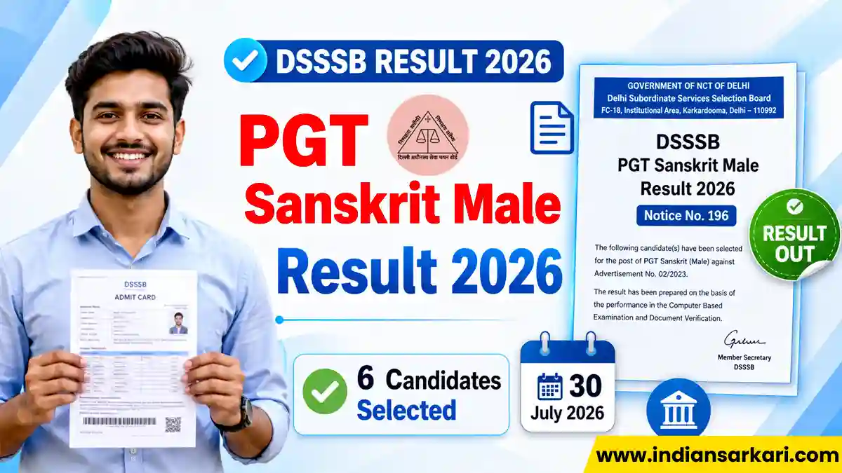 DSSSB PGT Sanskrit Male Result 2026