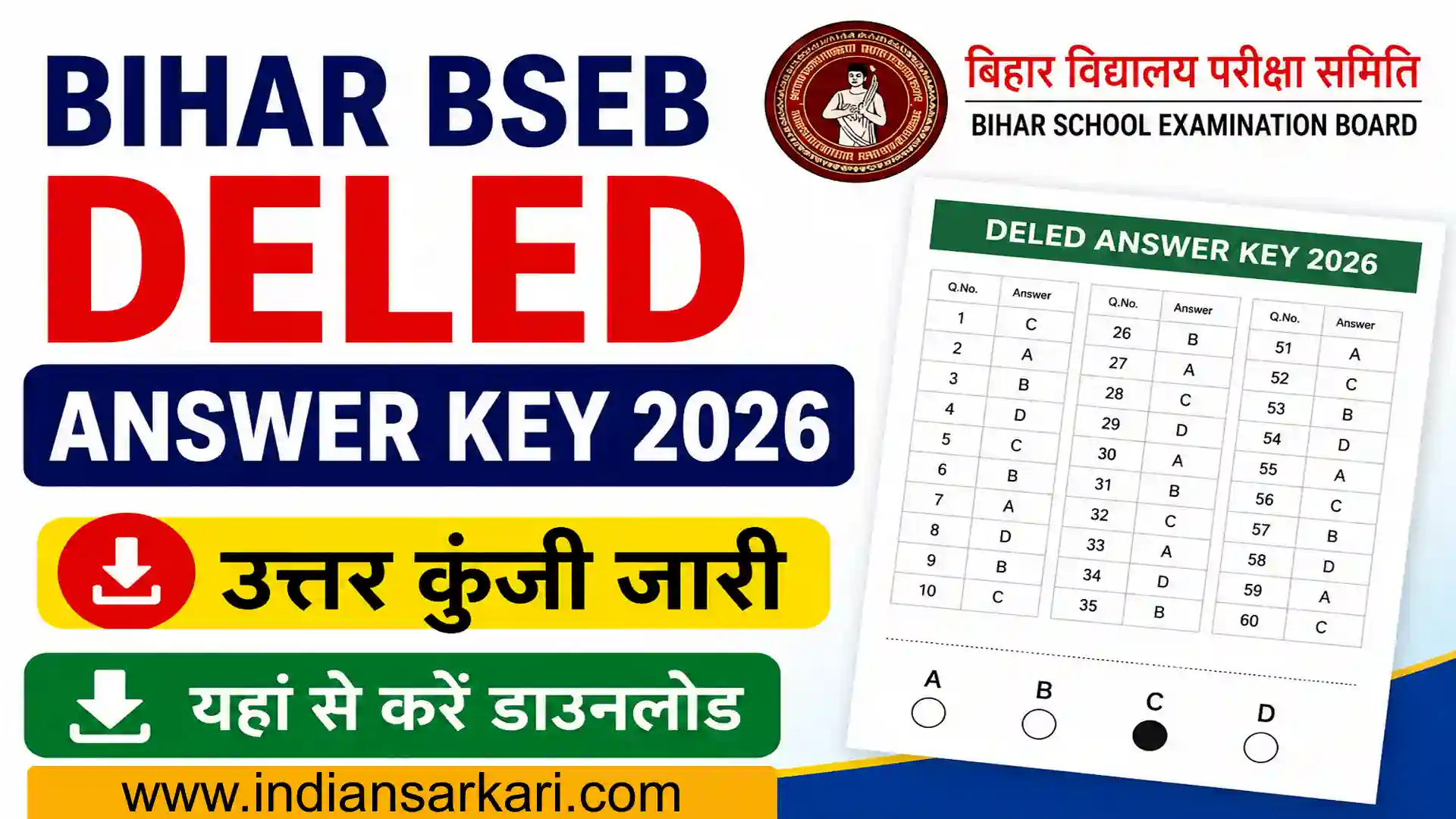 Bihar BSEB DElEd Answer Key 2026