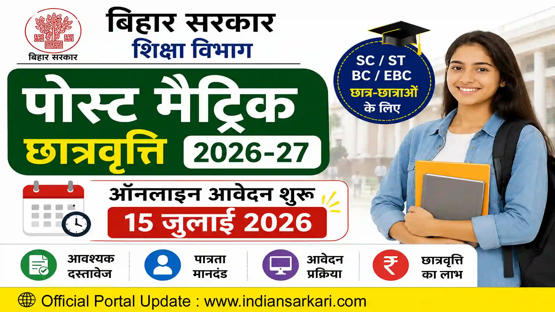 Bihar Post Matric Scholarship 2026-27