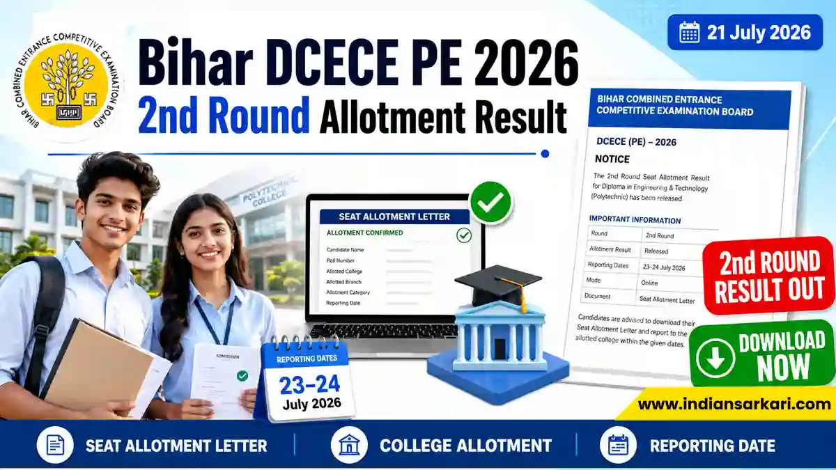 Bihar DCECE PE 2nd Round Allotment Result 2026