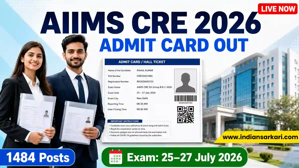 AIIMS CRE 5th Group B C Admit Card 2026