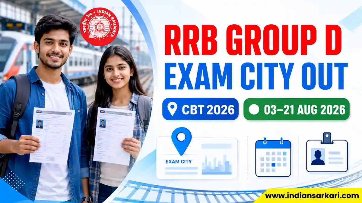 Railway RRB Group D Exam City Intimation Slip 2026