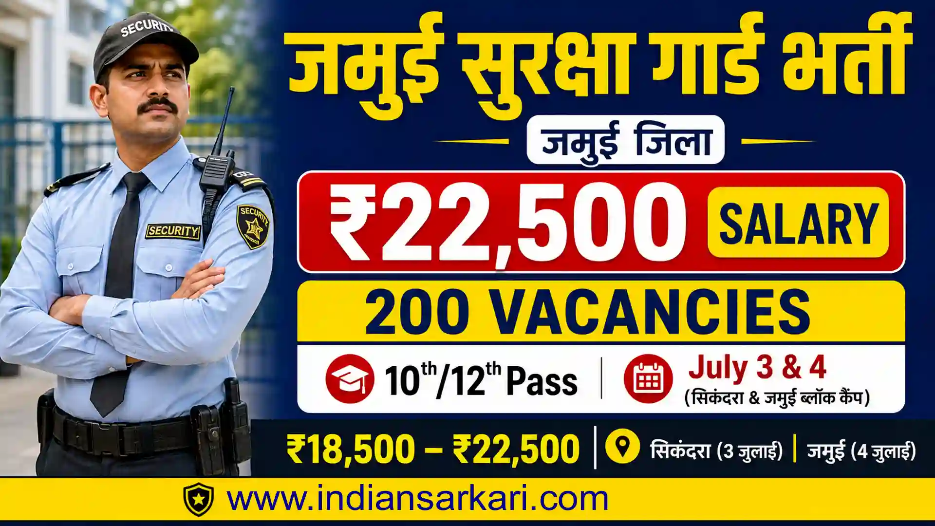 Bihar Jamui District Security Guard Job Camp 2026