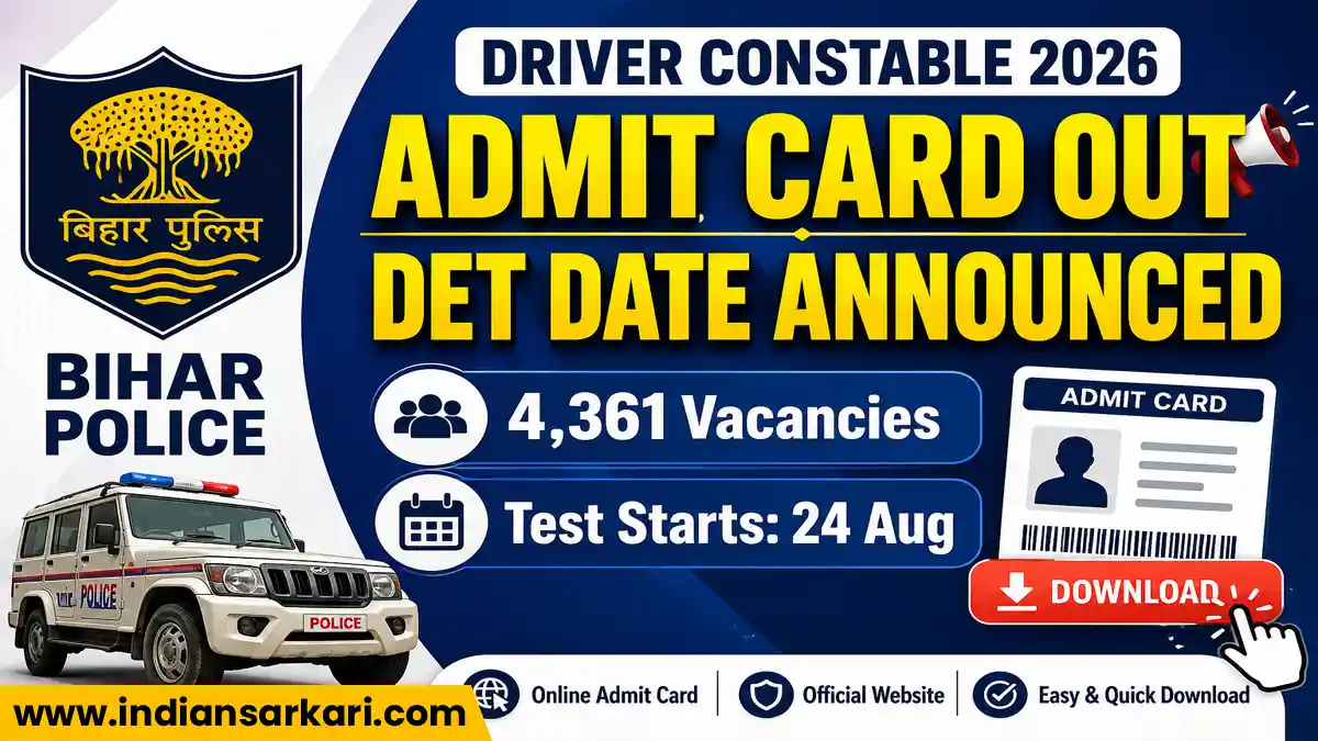 Bihar Police Driver Constable DET Admit Card 2026
