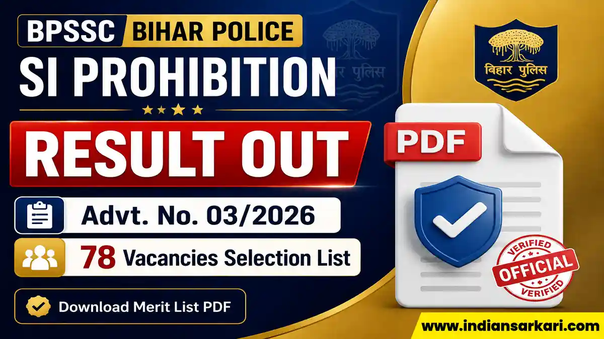 BPSSC Sub Inspector SI Prohibition Result 2026
