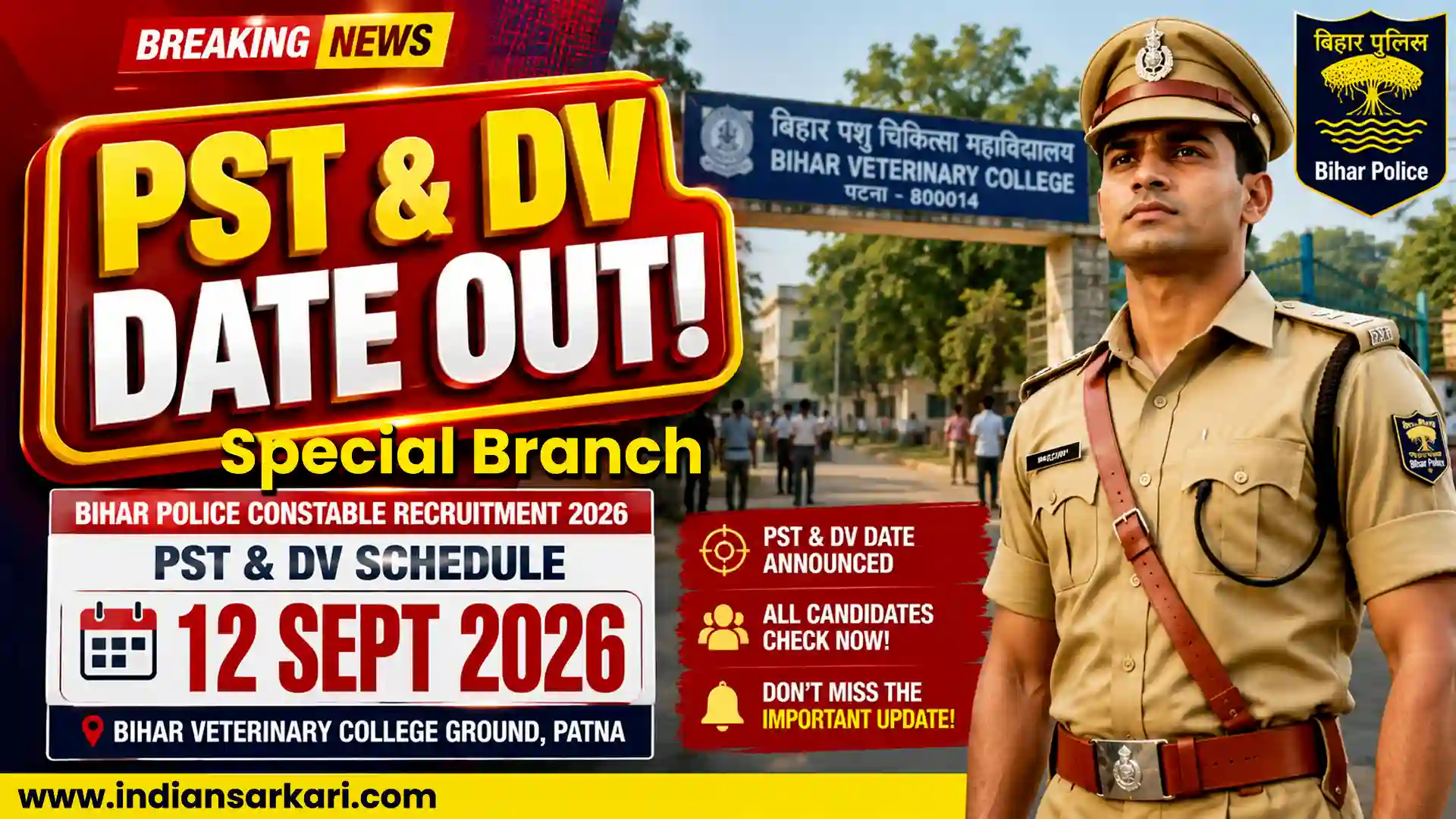 Bihar Police Special Branch Constable 2026: DV & PST