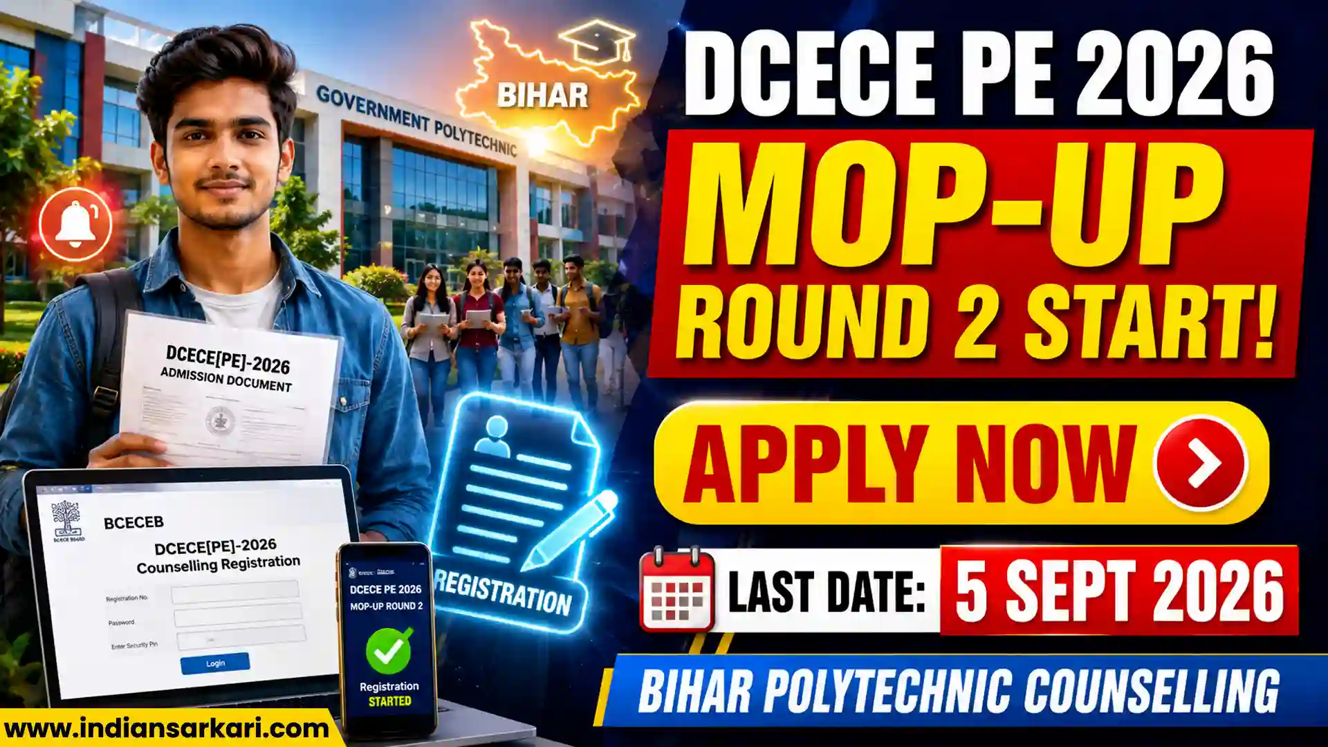 DCECE PE 2026 Mop-Up Round 2 Counselling