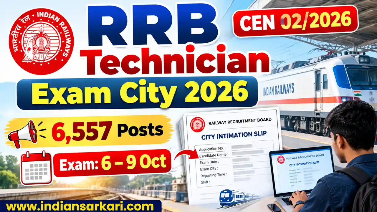 Railway RRB Technician Exam City 2026