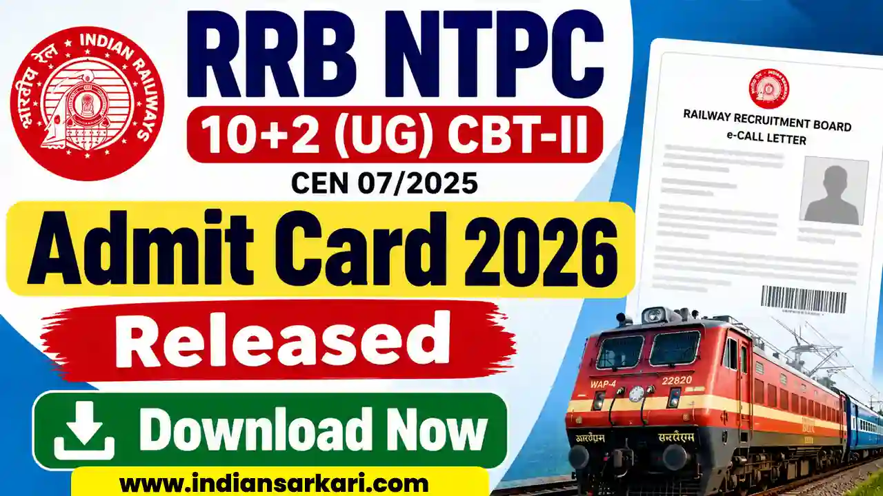 RRB NTPC 10+2 UG CBT-II Admit Card 2026