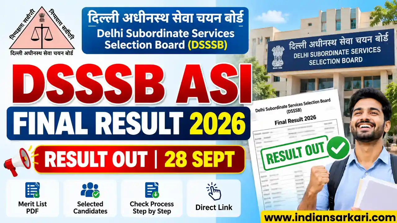DSSSB Assistant Sanitary Inspector Final Result 2026