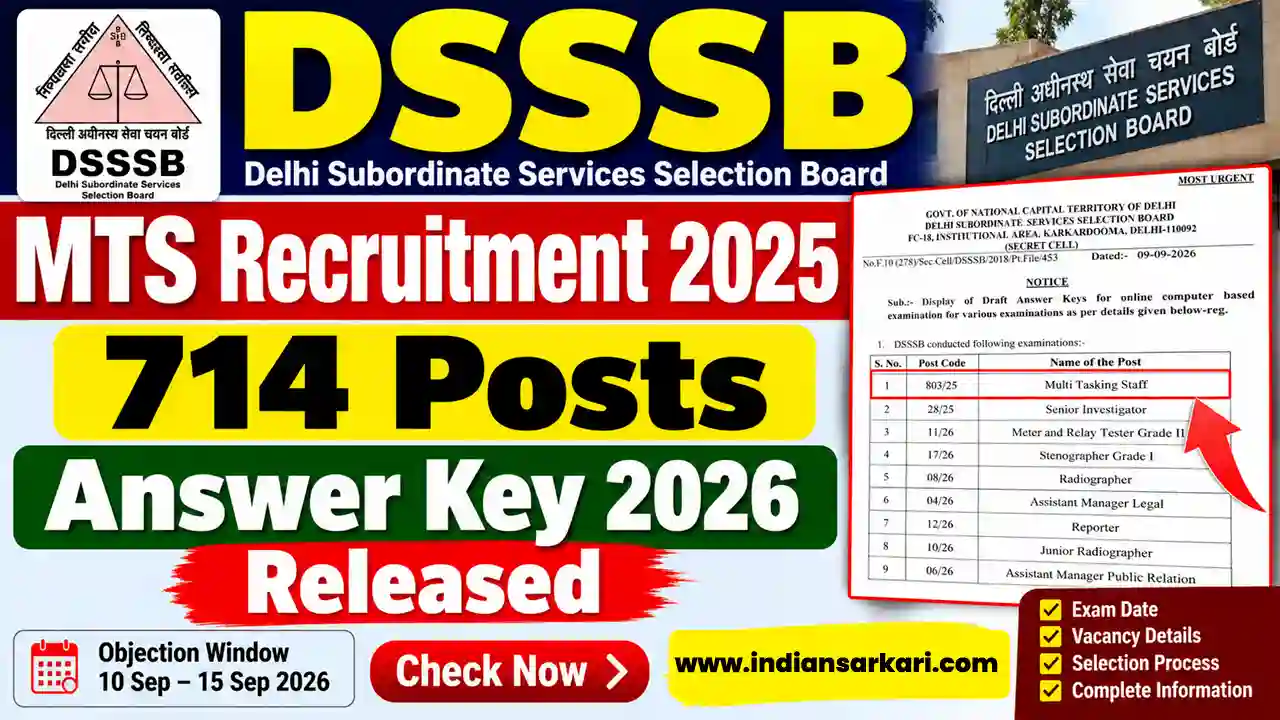 DSSSB MTS Answer Key 2026