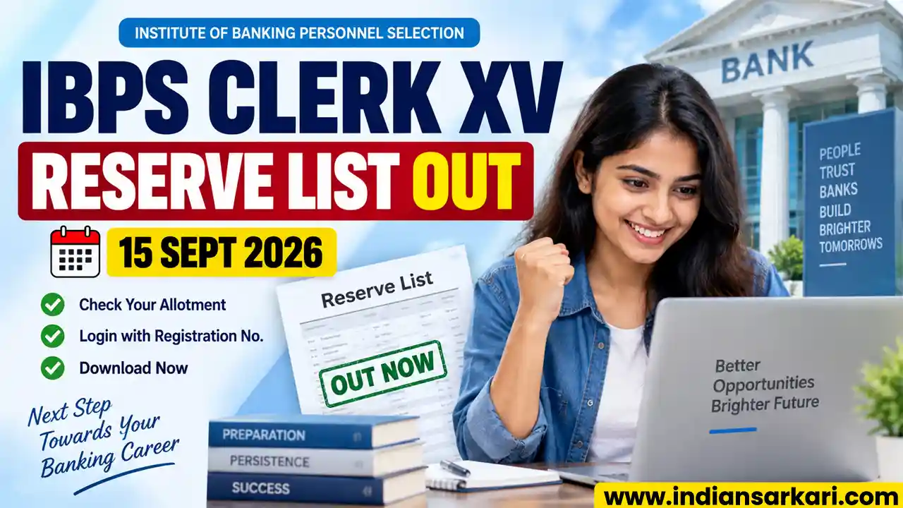 IBPS Clerk 15th Reserve List 2026