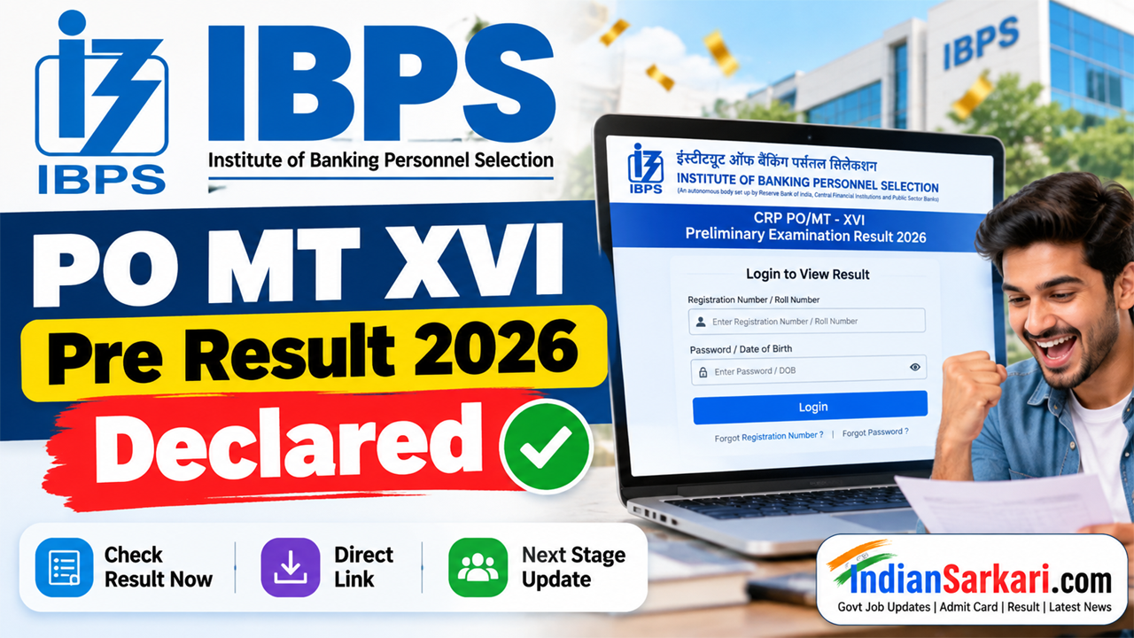 IBPS PO MT XVI Pre Result 2026