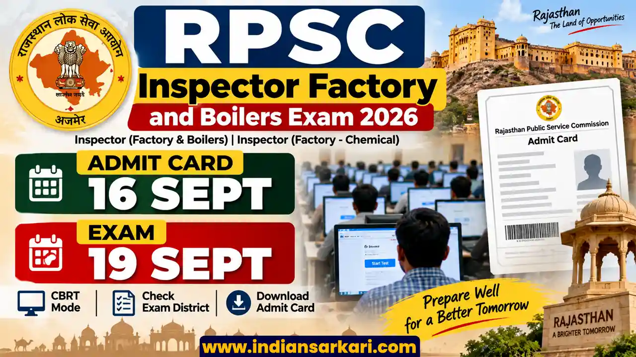 RPSC Inspector Factory & Boilers Exam City 2026