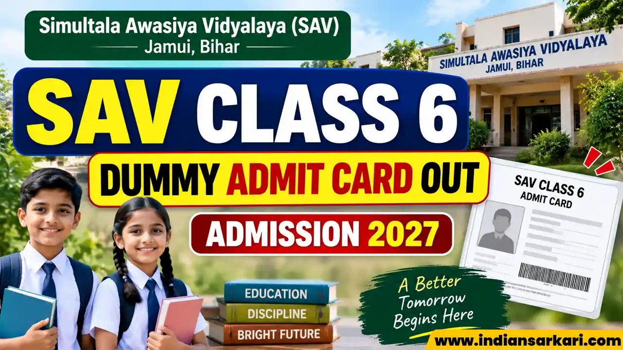 SAV Jamui Class 6 Dummy Admit Card 2027