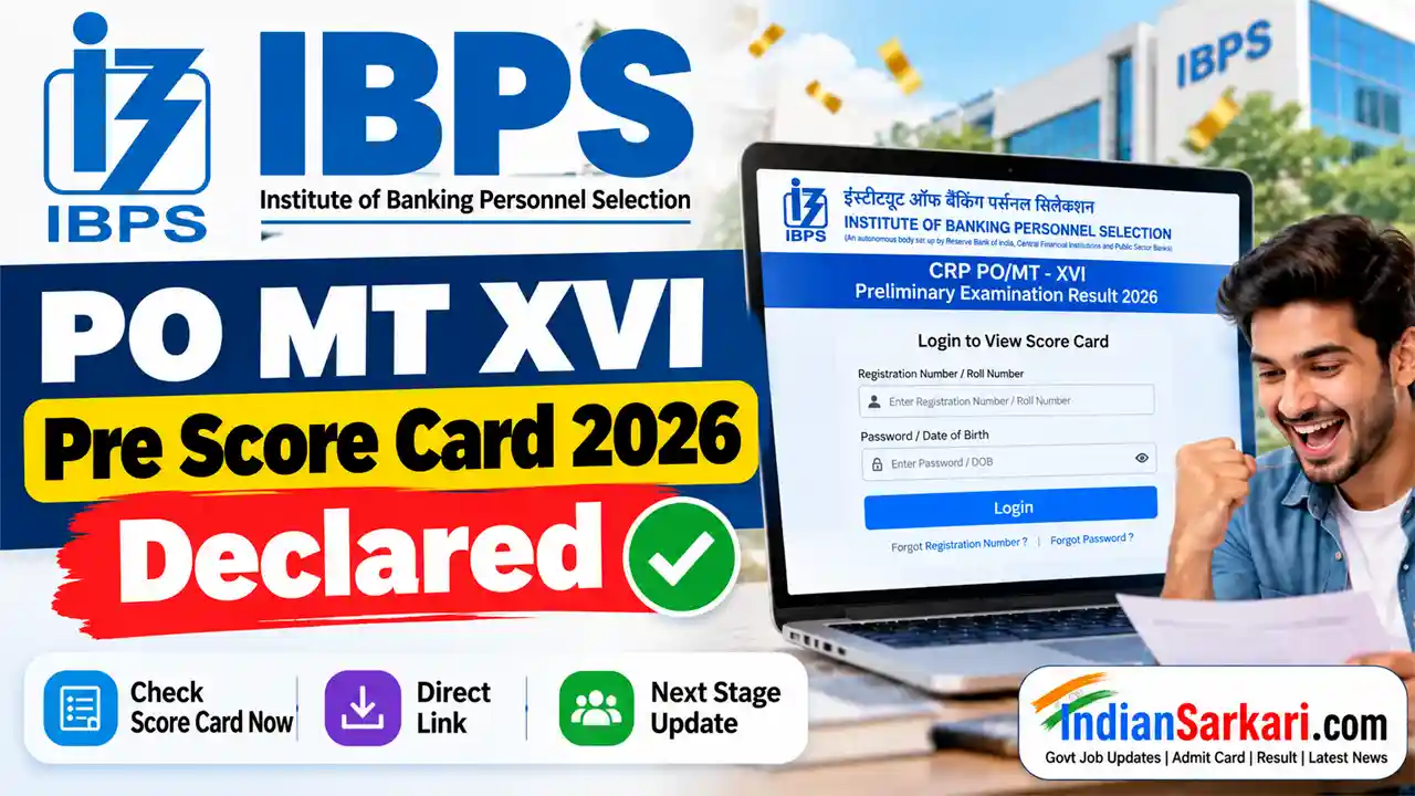 IBPS PO MT XVI Pre Score Card 2026