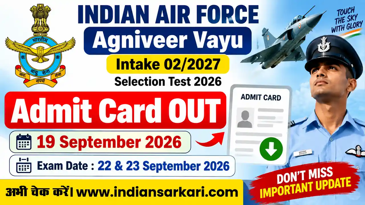 Indian Air Force Agniveer Vayu Intake 02/2027 Admit Card