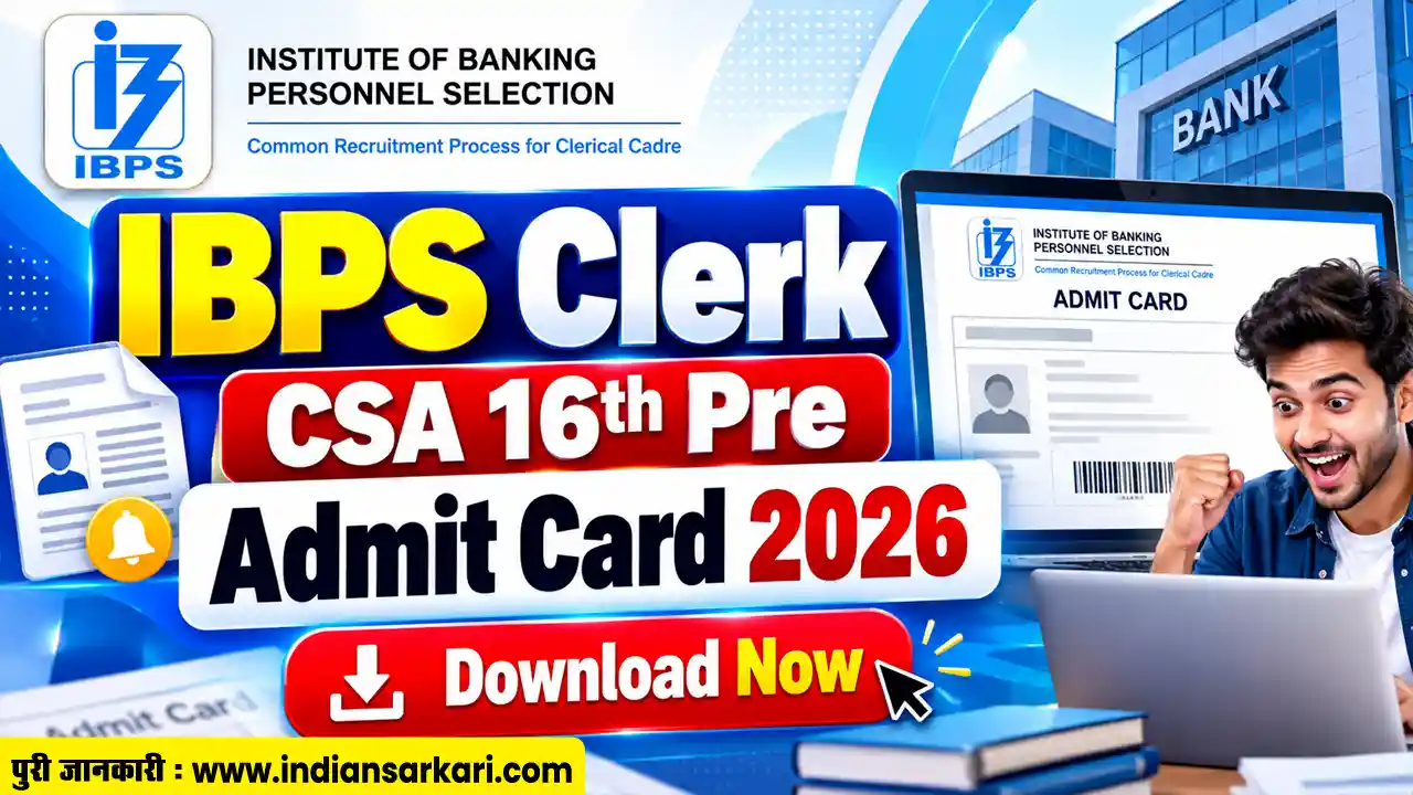 IBPS Clerk CSA 16th Pre Admit Card 2026