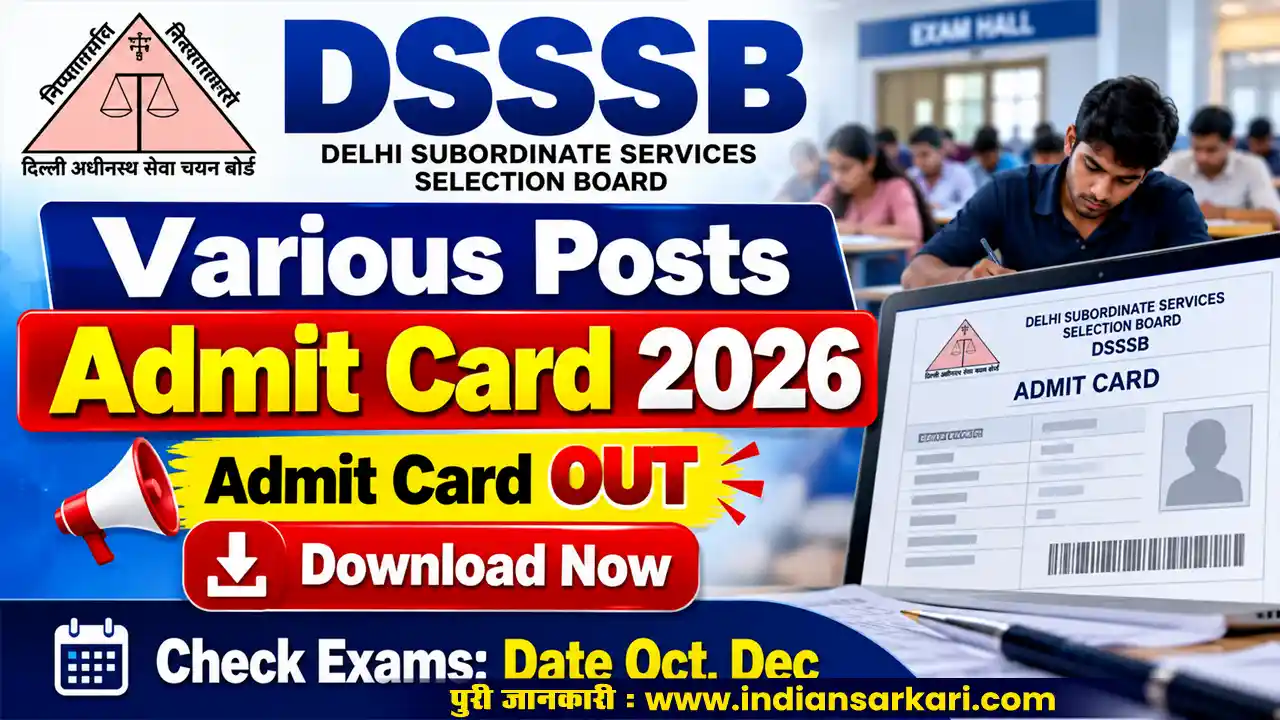 DSSSB Various Posts Admit Card 2026