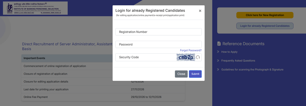Mumbai IBPS Recruitment 2026 login process