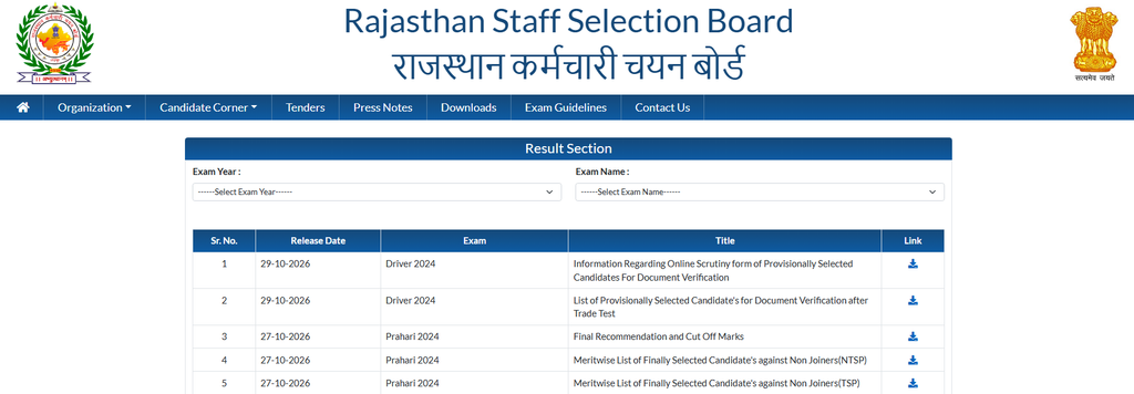 RSSB Driver Result check process 2026